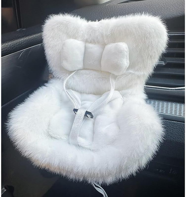 SwiftServ Doll Car Seat for 17cm Dolls with Air Vent Clip and Desktop Stand, Cute and Functional Car Ornament for Blind Box Doll Fans, Collectors, (White) - Image 1